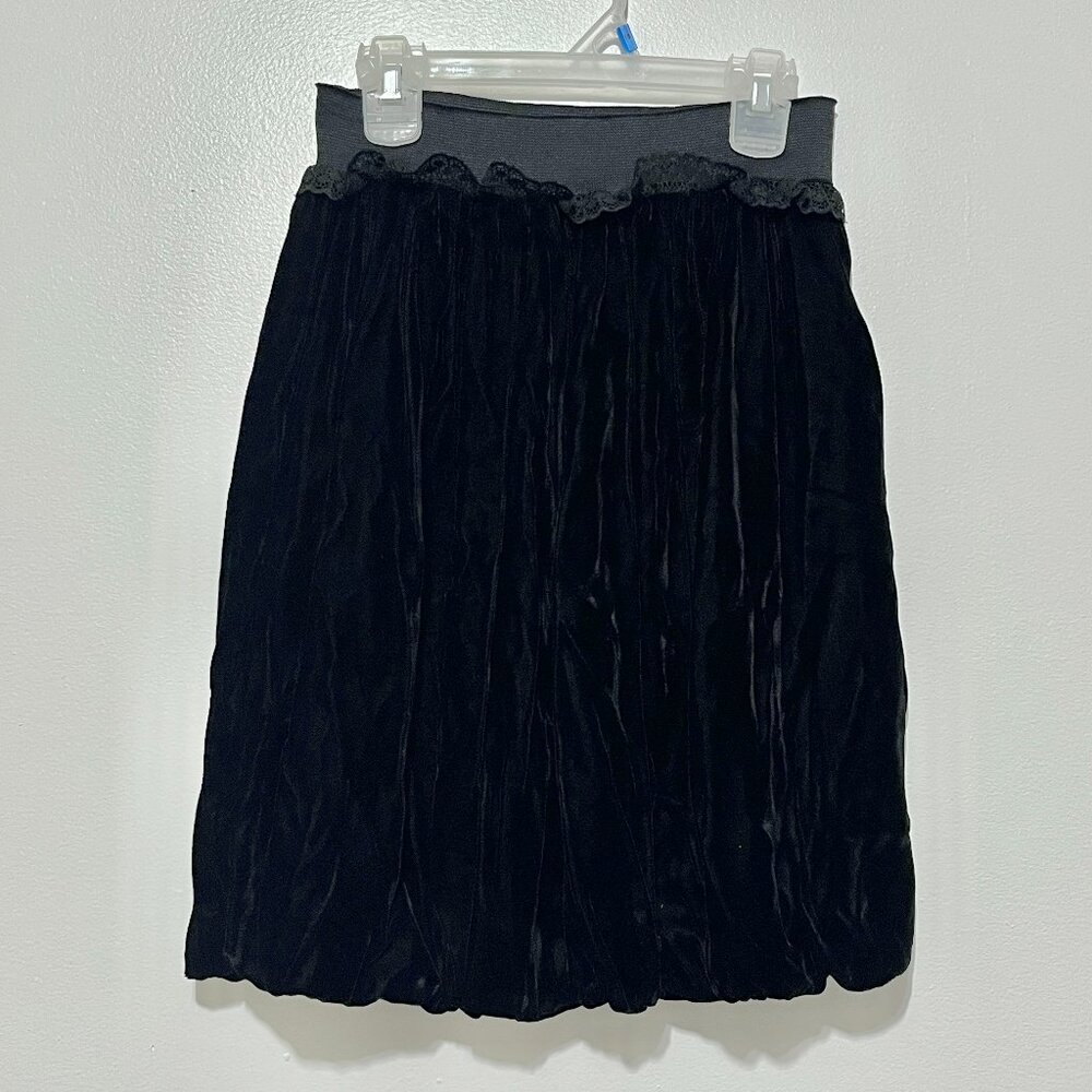 Womens Velvet Mini Bubble Skirt S Black Dark Coquette Romantic Goth Whimsigoth